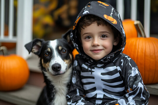 Ai generated photo of children celebrating hellowin