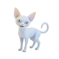 Playful Sphynx Cat with Wagging Tail in 3D Rendered Pastel Minimalist Style
