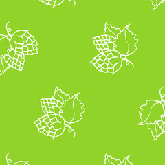 Hops Pattern white linear on green background