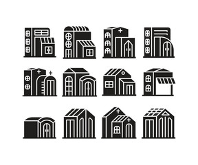 house, townhouse and apartment building icons set