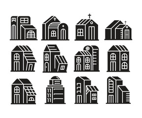 Fototapeta premium house, townhouse and apartment building icons set