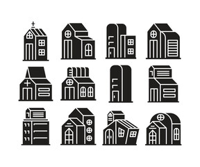 Fototapeta premium house, townhouse and apartment building icons set