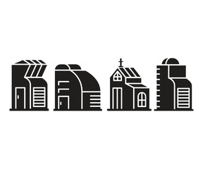 Fototapeta premium house, office tower and church building icons set