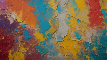 Obraz premium Paper, Patterns, Background, Abstraction, Texture, Yellow, Red, Blue, Orange, Purple, White, Scratches, Gradient, Cracks, Wall