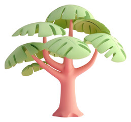 Naklejka premium PNG 3d cartoon rendering Tropical tree icon vegetation painting person.