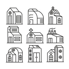 Fototapeta premium house, factory and church icons vector illustration