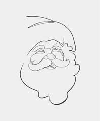 A simple one-line drawing of Santa Claus wearing his signature hat, featuring a minimalist design on a white background.