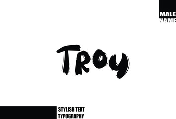 Troy. Baby Boy Name In Bold Grunge And Rough Brush Text Typography
