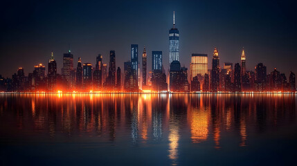 Obraz premium skyline, night, city