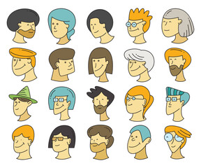 human face avatars comic style illustration