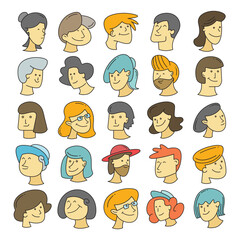 human face avatars comic style illustration