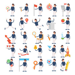 woman characters set in various poses illustration