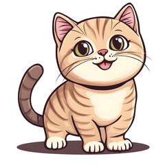 Obraz premium A Cheerful Scottish Fold Cat Playfully Wagging Its Tail with Vibrant Pastel Colors on White Background