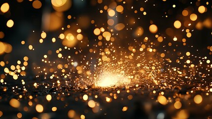 Obraz premium Bright Sparks and Bokeh Lights Erupting from a Hot Surface