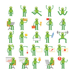 monster characters set in various poses vector illustration