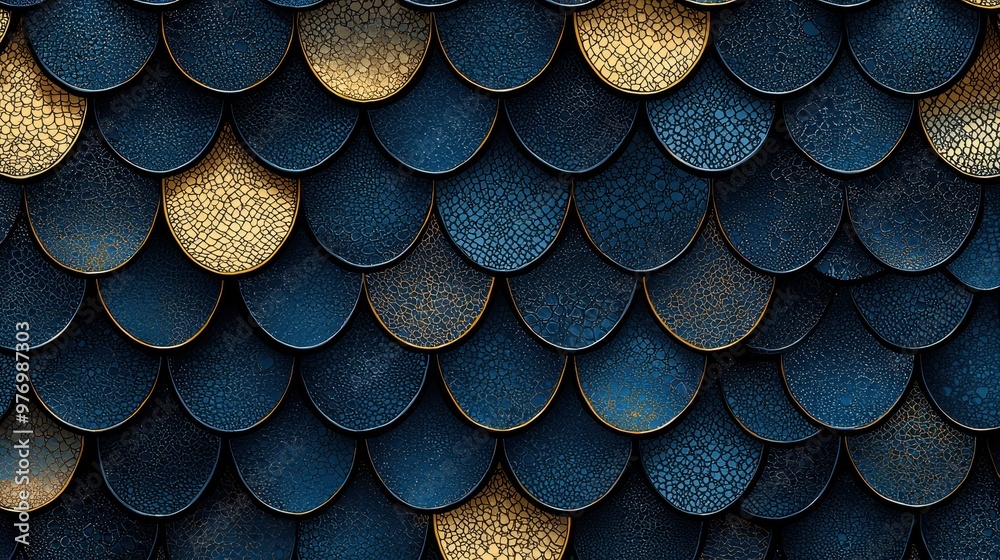 Sticker Abstract Blue and Gold Scaled Pattern Texture