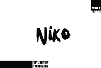 Niko. Baby Boy Name In Bold Grunge And Rough Brush Text Typography