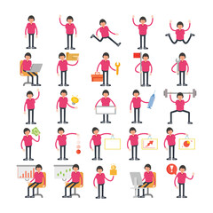 boy characters set in various poses vector illustration