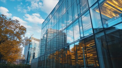 Modern Glass Building with Reflections