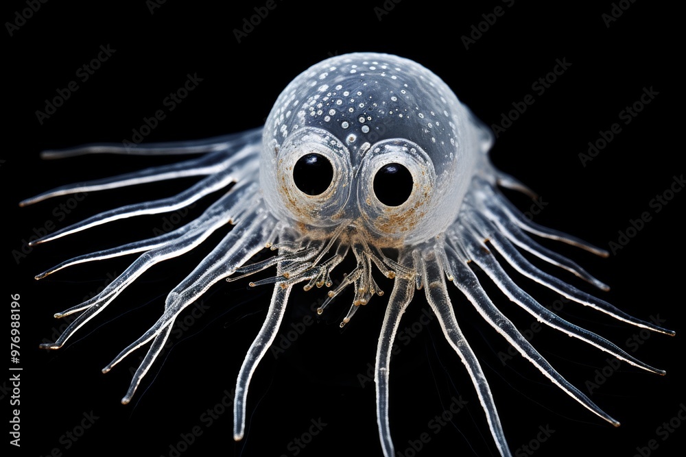 Poster Microscopic view of a rotifer in water, showcasing the intricate details of microscopic animals