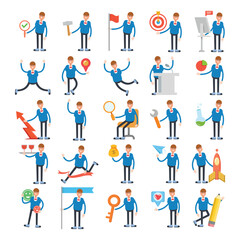 man character avatars in various pose illustration