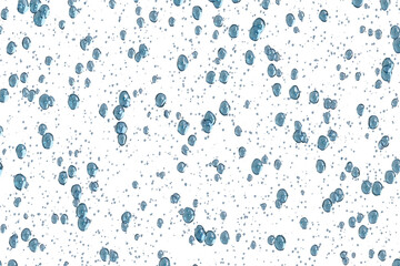 Blue water droplets on transparent background