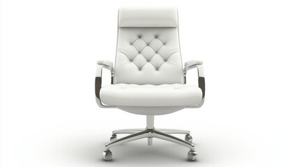 Obraz premium A white office chair with a chrome base and arms, AI