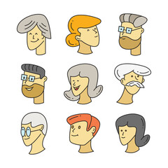 people head characters set vector illustration