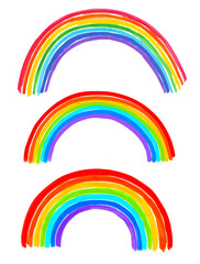 Felt pen hand drawn vector illustration set of Rainbow Arcs