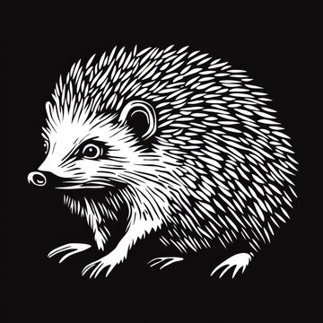 recommend clip art: A white silhouette of a hedgehog on a black background.