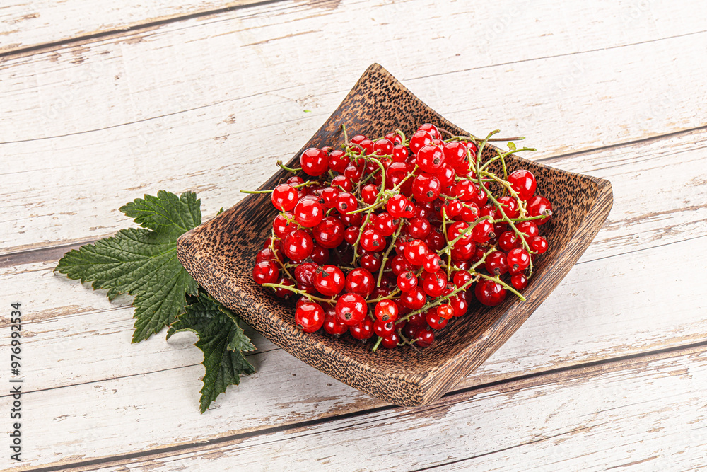 Sticker sweet ripe red currant berries