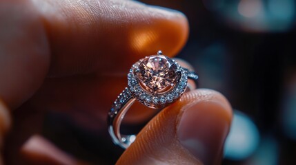 expert jeweler intricately setting a gem into a silver ring, a banner epitomizing perfection in craftsmanship