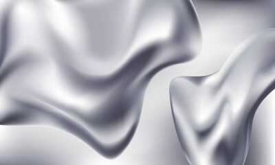Abstract background liquid flowing 3d metal shapes chrome.Vector illustration.