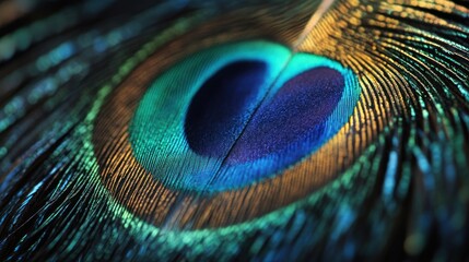 Naklejka premium Peacock Feather Close-up