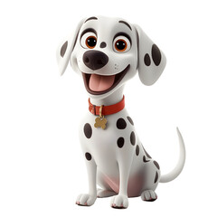 A Cheerful Dalmatian Puppy with Wagging Tail in Pastel Portrait
