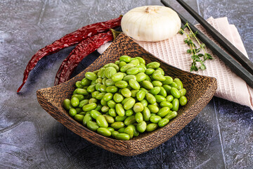 Bowl of delicious edamame beans