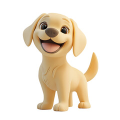 Cheerful 3D Rendered Retriever Puppy with Wagging Tail on Pastel White Background