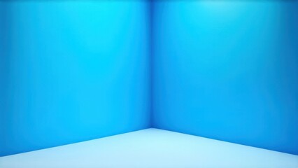 Abstract geometry studio scene with shadow and light. Blue background for luxury product display showroom mockup. Minimal interior aesthetic with empty space, geometric line, square, corner backdrop