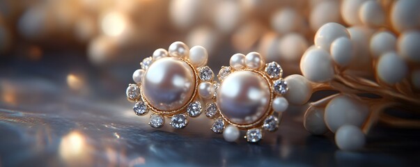 Elegant pearl earrings adorned with shimmering stones, perfect for adding sophistication to any jewelry collection.