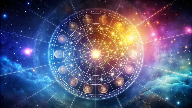 Elegant astrological natal chart with cosmic elements , astrology, zodiac, horoscope, stars, celestial