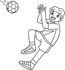 Handball Player Catching Ball Isolated Coloring 