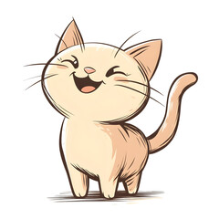 Obraz premium Playful Maine Cat with Wagging Tail in Pastel Cartoon Portrait