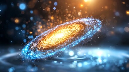 Obraz premium Cosmic Phenomenon: Gravitational Lensing Distorts Light from Distant Galaxy