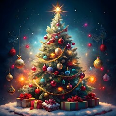 view of beautifully decorated christmas tree