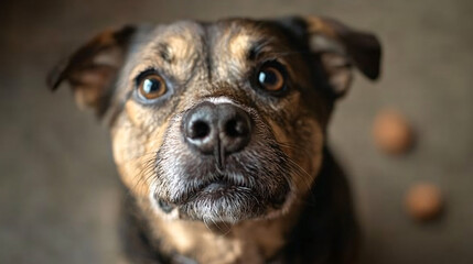 A dog eagerly waiting for a treat.A dog eagerly waiting for a treat.