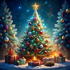 view of beautifully decorated christmas tree