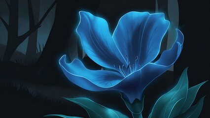 Blue flower on dark background, floral and nature concept