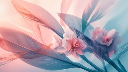 Fototapeta premium Ethereal Botanical Abstract with Soft Light and Delicate Flower Petals Background
