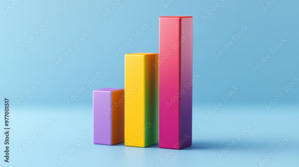 Poster a 3d bar graph with multi-colored bars representing different categories, with clear labels and a mo