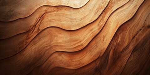 Abstract background with layered, wavy wood textures in warm brown tones, creating a natural, flowing pattern that highlights the intricate grain and organic contours